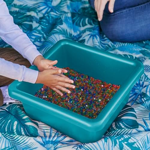 ECR4Kids Stackable Square Bins with Non-Snap Lids, Multipurpose Organization, Turquoise, 2-Pack - Image 7
