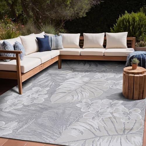 Luul Home Floral Indoor Outdoor Rugs 8x10 Large Area Rug for Living Room, Patio Decor, Kitchen, and Entryway Rug, Washable Stain Resistant Outside Carpet Beige 8 x 10 - Image 6