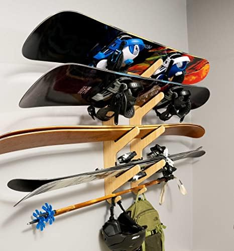Grassracks Bamboo & Birch Snowboard Rack and Skateboard Rack - Moloka`i Series Snowboard Wall Mount - Image 4