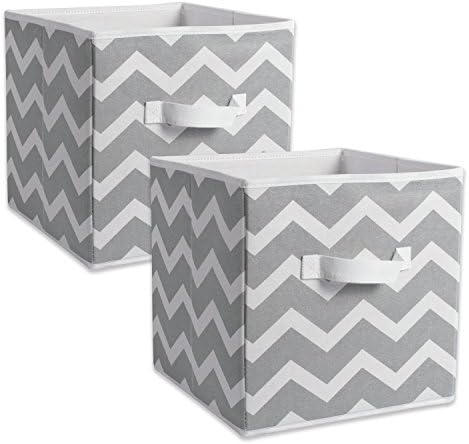 DII Non Woven Polyester Storage Bin, Chevron, Gray, Large Set of 2 by DII