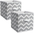 DII Non Woven Polyester Storage Bin, Chevron, Gray, Large Set of 2 by DII