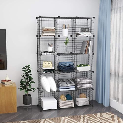 C&AHOME Wire Cube Storage, 16 Cubes Organizer Metal C Grids Storage, Black - Image 5