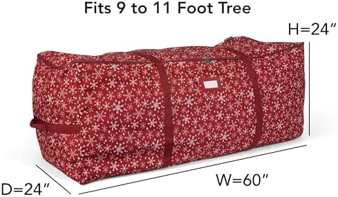 Covermates Christmas Tree Cinch Bag, 60" W x 24" D x 24" H, Red Snowflake - Image 3