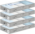 3 Inch Low Profile Under Bed Storage Drawer 4 Pack, Lightweight Underbed Clothes Storage Container Bins With NO STURCTURE, Shallow Storage Bag for Dorm & Home, With Clear Lids & Water-Resistant Fabric by KUKIKAN