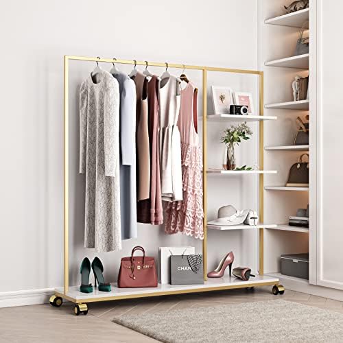 Metal Gold Clothing Rack for Boutique Use, Heavy Duty Garment Rack with Shelves for Retail Display (59L inches) - Image 4
