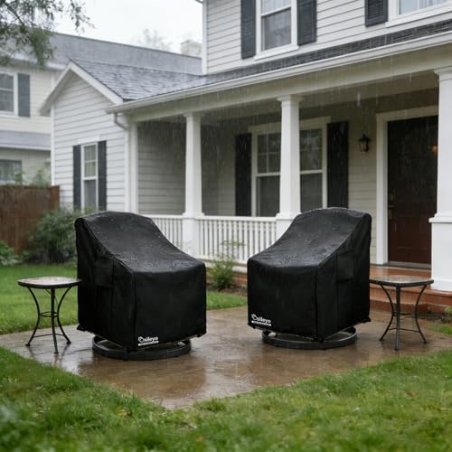 Patio Chair Covers 2 Pack,Swivel Lounge Chair Cover,Waterproof Heavy Duty Patio Furniture Covers for Outdoor Swivel Lounge Chair(35 W x 37 D x 38.5 H inches) Black - Image 7