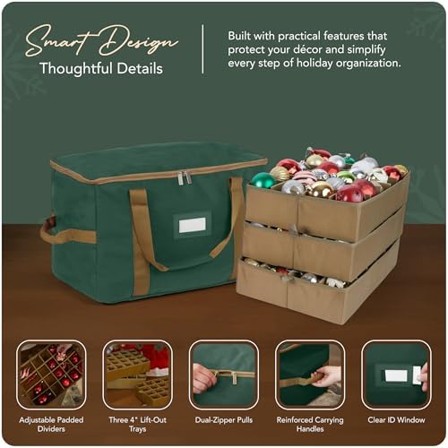 Covermates Adjustable Ornament Storage Bag, 19.25"W x 13"D x 12.5"H, Green - Image 4