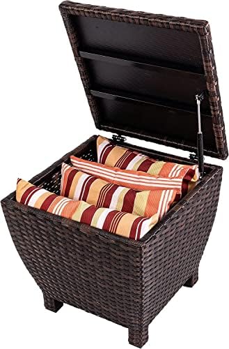 Sundale Brown Wicker Storage Box, 13 Gallon Outdoor Deck Bin with Lid by SundaleOutdoor