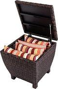 Sundale Brown Wicker Storage Box, 13 Gallon Outdoor Deck Bin with Lid by SundaleOutdoor