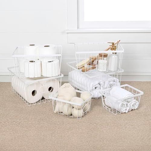 happimess Camden 6-Piece Nesting Baskets Industrial Wire 16", White - Image 2