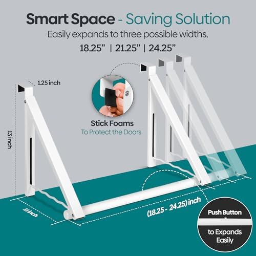 HOLDN’ STORAGE Over The Door Hanger Rack Foldable, White - Image 3