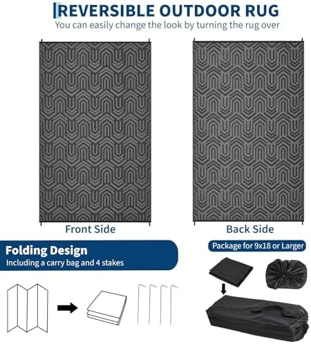 GAOMON Outdoor Rug 8x10 ft Waterproof Reversible Patio Rug - Image 5