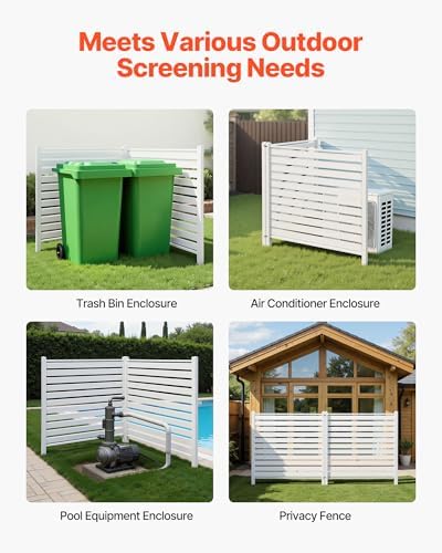 VEVOR 48" W x 48" H Vinyl Fence Panels, Air Conditioner Fence, Outdoor Privacy Screens for Trash Can, Pool Equipment Enclosure, Privacy Screen Kit Louvered Panels (2 Panels) - Image 6