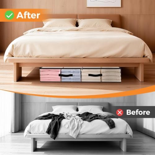 8 Pack Under Bed Storage Bags, 90L Foldable Clear Containers with Handles - Image 6