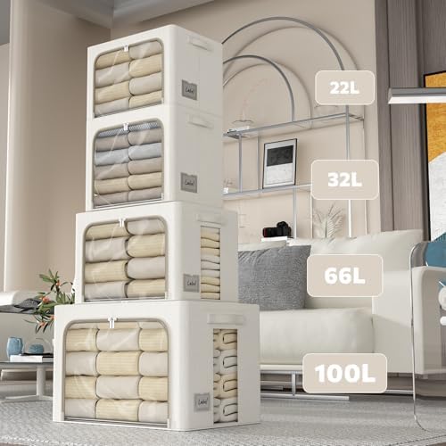 FHSQX 6 Pack Clothes Storage Bins,Lvory White, 15.7x11.8x11.8inch(36L) - Image 6