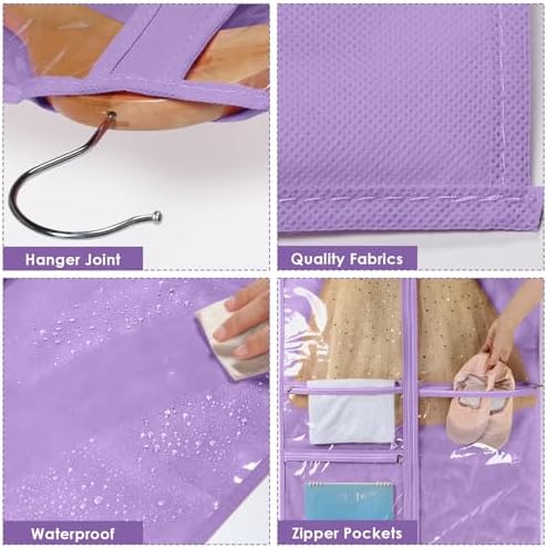 Univivi 40 Inch Dance Costume Garment Bags for Dancers, Purple, 8 Pack - Image 3