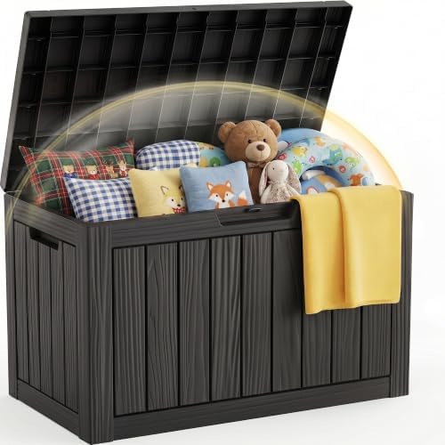 EFU Outdoor Storage Box 60 Gallon Deck Box, Waterproof Resin, Black by EFU