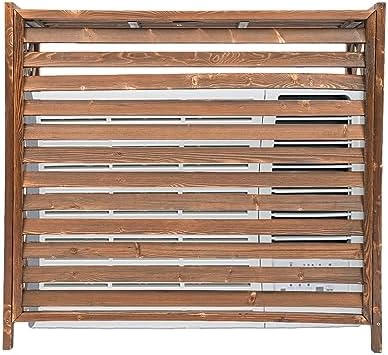 Air Conditioner Privacy Screen, 39.4" L x 16.9" W x 36" H Retro Wood Air Conditioner Fence, Free Standing Rectangular Trash Can Screens A/C Fence for Outside Unit Brown, Easy to Install by BANLICALI