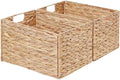 Vagusicc Wicker Storage Basket, Set of 2 Hand-Woven Storage Baskets for Organizing, Small Wicker Basket for Toilet Paper, Foldable Large Cube Storage Organizer Basket Bins for Shelves (Water Hyacinth) by Vagusicc