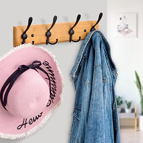GlazieVault Wooden Coat Hooks for Wall - Bamboo Wood Coat Rack(2 Pack) - Heavy Duty Coat Hooks Wall Mounted - Wall Hooks and Clothes Hooks - Image 4