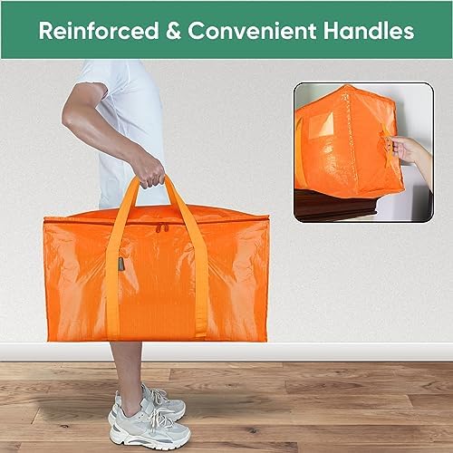 BALEINE 8-Pack Oversized Moving Bags with Reinforced Handles, Heavy-Duty Storage Tote for Clothes, Moving Supplies (Orange, 8-Pack) - Image 5