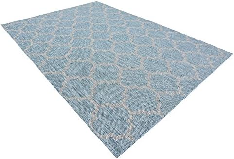 Unique Loom Outdoor Trellis Collection Area Rug (7' 1" x 10' Rectangle, Aquamarine/ Gray) - Image 5