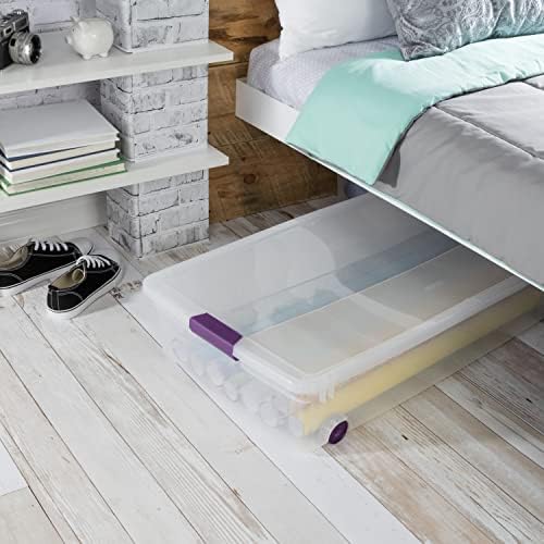 Sterilite ClearView Latch Wheeled Underbed Storage Boxes, 60 Quart, 4-Pack - Image 5