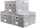 PRANDOM Extra Large Collapsible Storage Boxes with Lids Fabric Decorative Storage Bins Cubes Organizer Baskets with Cover Handles Divider for Bedroom Closet Living Room 19.6x15.7x11.8 Inch 3 Pack by Prandom