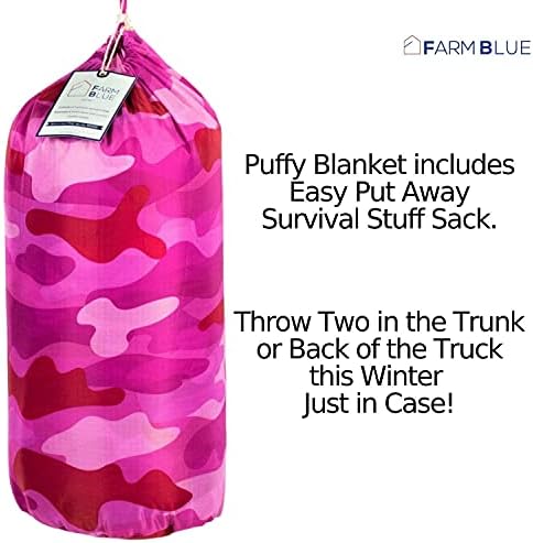 Farm Blue Pink Camo Military Camping Blanket - Woobie Blanket Poncho Liner - for Hiking Gear, Backpacking and Car Survival Blankets - Unique New Pretty N Pink Custom Pattern Avail at - Image 5