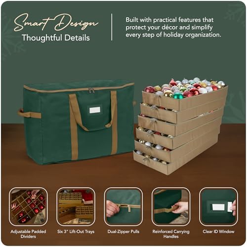 Covermates Adjustable Ornament Storage Bag, 25.5"W x 13"D x 18.5"H, Green - Image 4