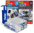 Hefty Super Starter Kit 5L, 3XL, 1XL Cube, and 1 Jumbo Bag, Reusable and Water resistant Vacuum Storage Bags, Total of 10 Bags + Hand Pump by Hefty