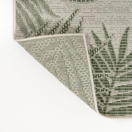 JONATHAN Y Palm Frond Border Indoor Outdoor Runner Rug 2X8 Green/Cream, Isla Coastal Cottage for Backyard, Patio, Porch, Easy-Cleaning, High Traffic, Pet-Friendly, Non-Shedding (TSN207B-28) - Image 6