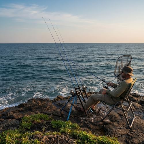 Gisafai Fishing Rod Carrier Surf Fishing Holder Foldable Pole Holder Stand 3 Rod Portable Vertical Beach Pole Storage Freestanding Rack for Fisherman Garage Home Outdoor - Image 6