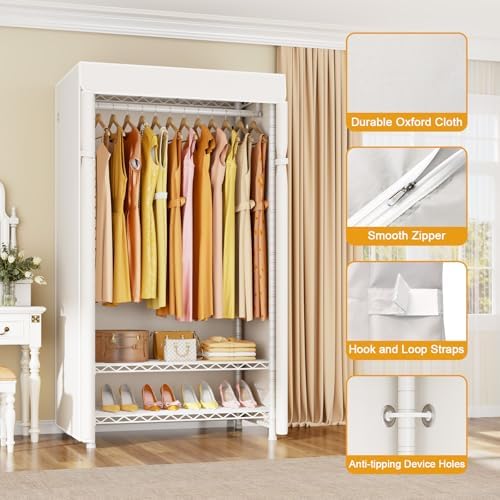 ULIFHOME H5C Clothes Rack with Cover, Covered Clothing Rack Heavy Duty - Image 3