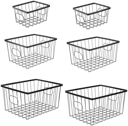 happimess Camden 6-Piece Nesting Baskets Industrial Wire 16", Black by Happimess