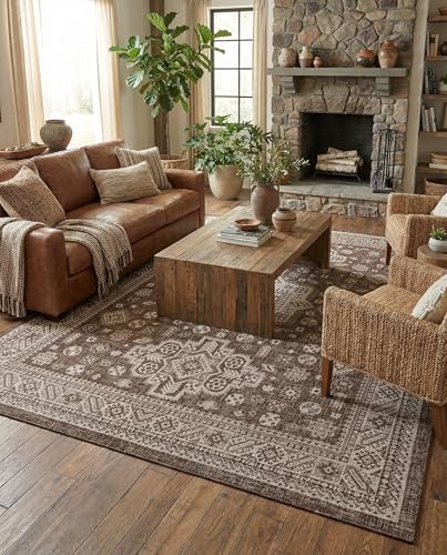 Rugs.com - Outdoor Aztec Rug – 9' x 12' Brown Indoor/Outdoor Rug – Washable, Stain-Resistant, for Patios, Decks, and Porches - Image 5