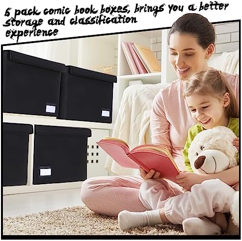 Chuangdi 6 Pcs Comic Book Storage Boxes,Black - Image 5