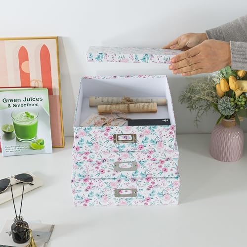 Soul & Lane - Pretty Floral Decorative Storage Boxes with Lids, Set of 3 - Image 2
