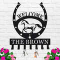 Custom Horseshoe Metal Key Holder for Wall, Personalized Family Name Metal Key Hooks by HRZSIGNFC