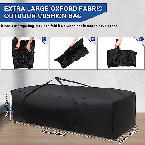 Silkfly 4 Pcs Patio Cushion Storage Bags Waterproof, 68" L x 30" W x 20" H - Image 3