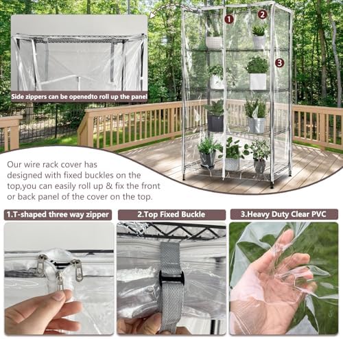 okcool Waterproof Shelf Cover,All Clear Wire Shelf Cover with Zipper,Transparent PVC Clearly Visible.(Fits 48" Wx24 Dx72 H Shelves) - Image 6