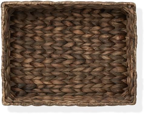 Casafield Set of 4 Water Hyacinth Pantry Baskets, 10" x 13" x 5", with Chalkboard Labels and Chalk Marker - Espresso, Woven Storage Bin Organizers for Kitchen Shelves - Image 6