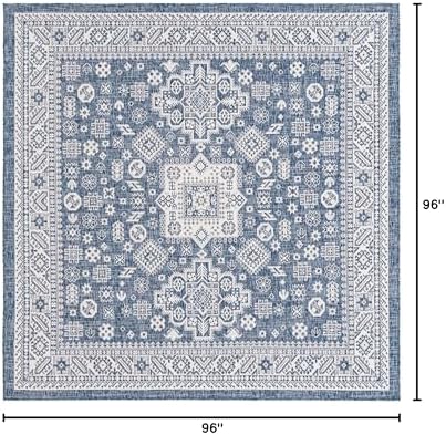Rugs.com - Outdoor Aztec Rug – 8 Ft Square Blue Indoor/Outdoor Rug – Washable, Stain-Resistant, Perfect for Patios and Decks - Image 2