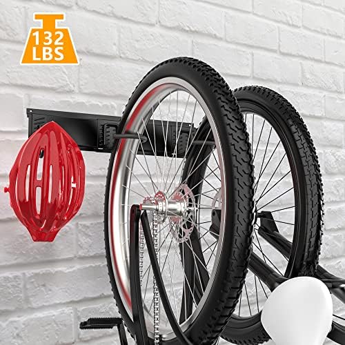 Ultrawall Bike Rack, Garage Bike Rack Wall Mount for 2 Bicycle and 1 Helmet, Heavy Duty Bike Storage for Home Space Saving Holds Up to 100lbs (Pack of 2) - Image 3