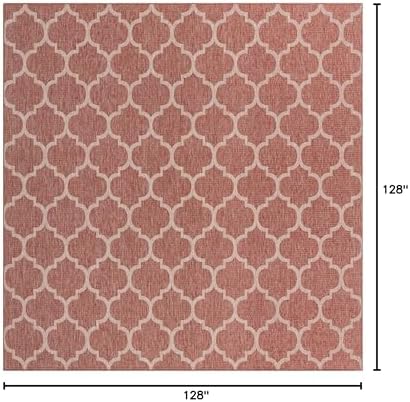 Unique Loom Outdoor Trellis Collection Area Rug - Trellis (Square 10' 8" x 10' 8", Rust Red/ Ivory) - Image 2
