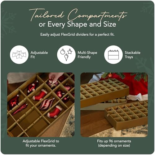 Covermates Adjustable Ornament Storage Bag, 25.5"W x 13"D x 12.5"H, Green - Image 5