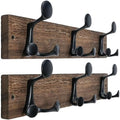 WEBI Coat Rack Wall Mount,17" Solid Wood Coat Hooks Wall Mounted Coat Hanger,16" Hole to Hole,Heavy Duty Hook Rack Rail,3 Triple Hooks for Hanging Coats,Jacket,Clothes,Hat,Weathered Brown,2 Packs by WEBI