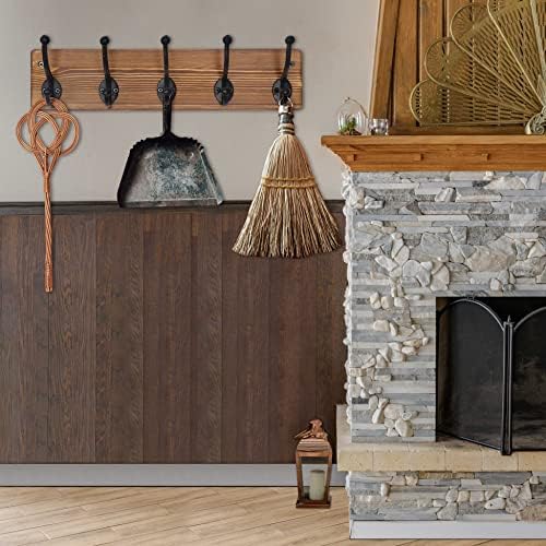 WEBI Rustic Coat Rack Wall Mount,5 Cast Iron Coat Hooks Wall Mounted,Heavy Duty Wall Coat Hanger Hooks for Hanging Coats,Clothes,Brown,2 Packs - Image 6