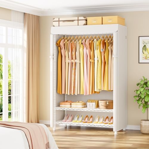 ULIFHOME H5C Plus Clothes Rack with Cover, Covered Clothing Rack Heavy Duty - Image 2