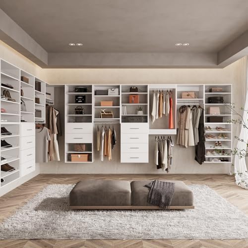 ROOMTEC 25.5" Tall Hanging Closet Unit, Modular Closet System with Hanging Rod, Wardrobe Organizer for Bedroom or Walk-in Closet, Wall Mounted, Customizable Clothes Storage Unit, White - Image 5